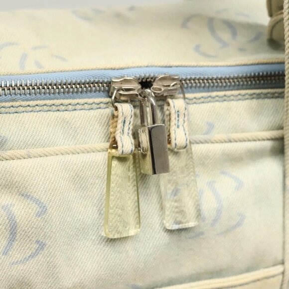 CHANEL Hand Bag Denim Light Blue Silver CC Auth - Picture 8 of 15